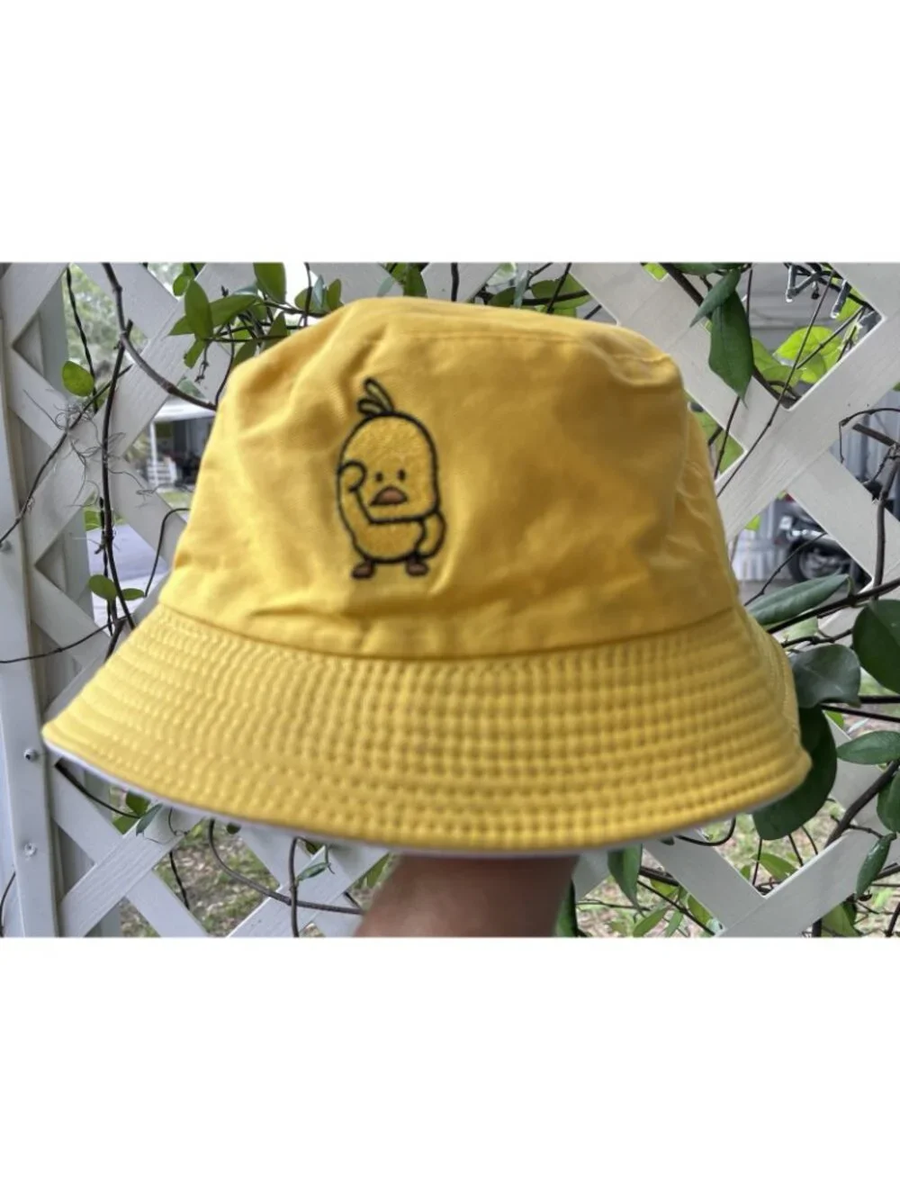 Reversible Yellow White Kawaii Chick Bucket Hat Cute Cotton One Size Unisex